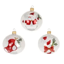 Set di 12 palline di Natale in vetro (D80 mm) Natale Tradizionale Bianco perlato