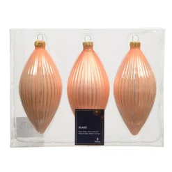 Set di 3 palline di Natale in vetro (D60 mm) Goccia preziosa Rosa