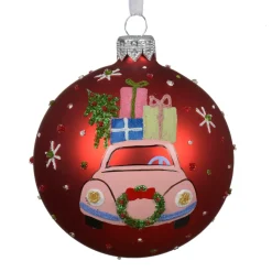 Set di 6 palline di Natale in vetro (D80 mm) Auto festiva Rosso