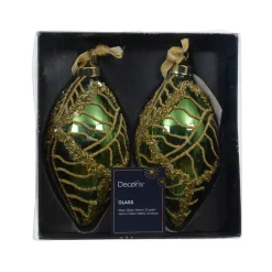 Set di 2 palline di Natale in vetro (D60 mm) Jazzy Verde abete