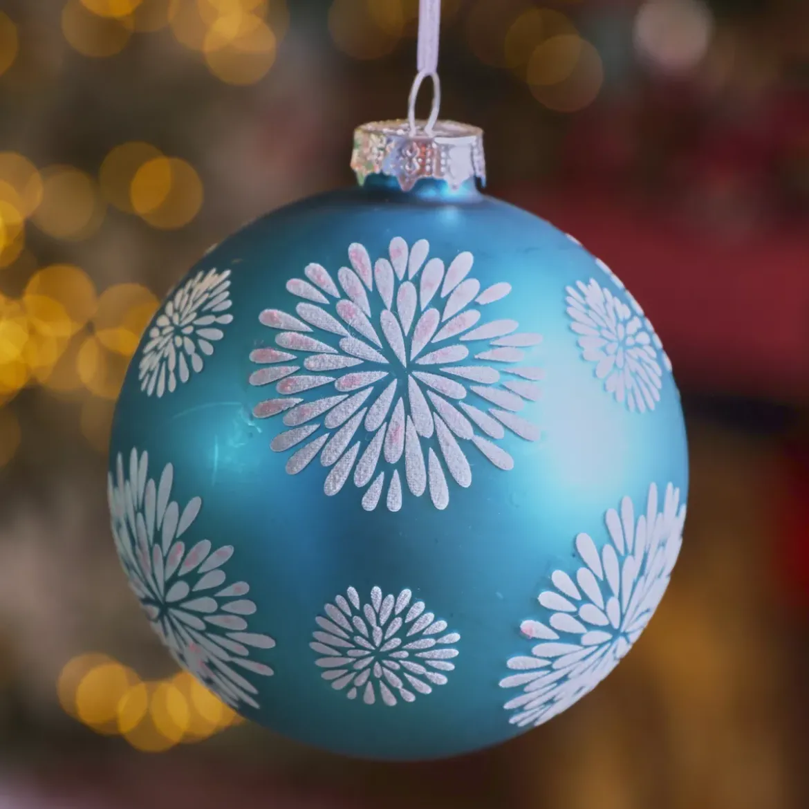 Set di 12 Palline di Natale in vetro (D100 mm) Scintillio celeste Blu brillante
