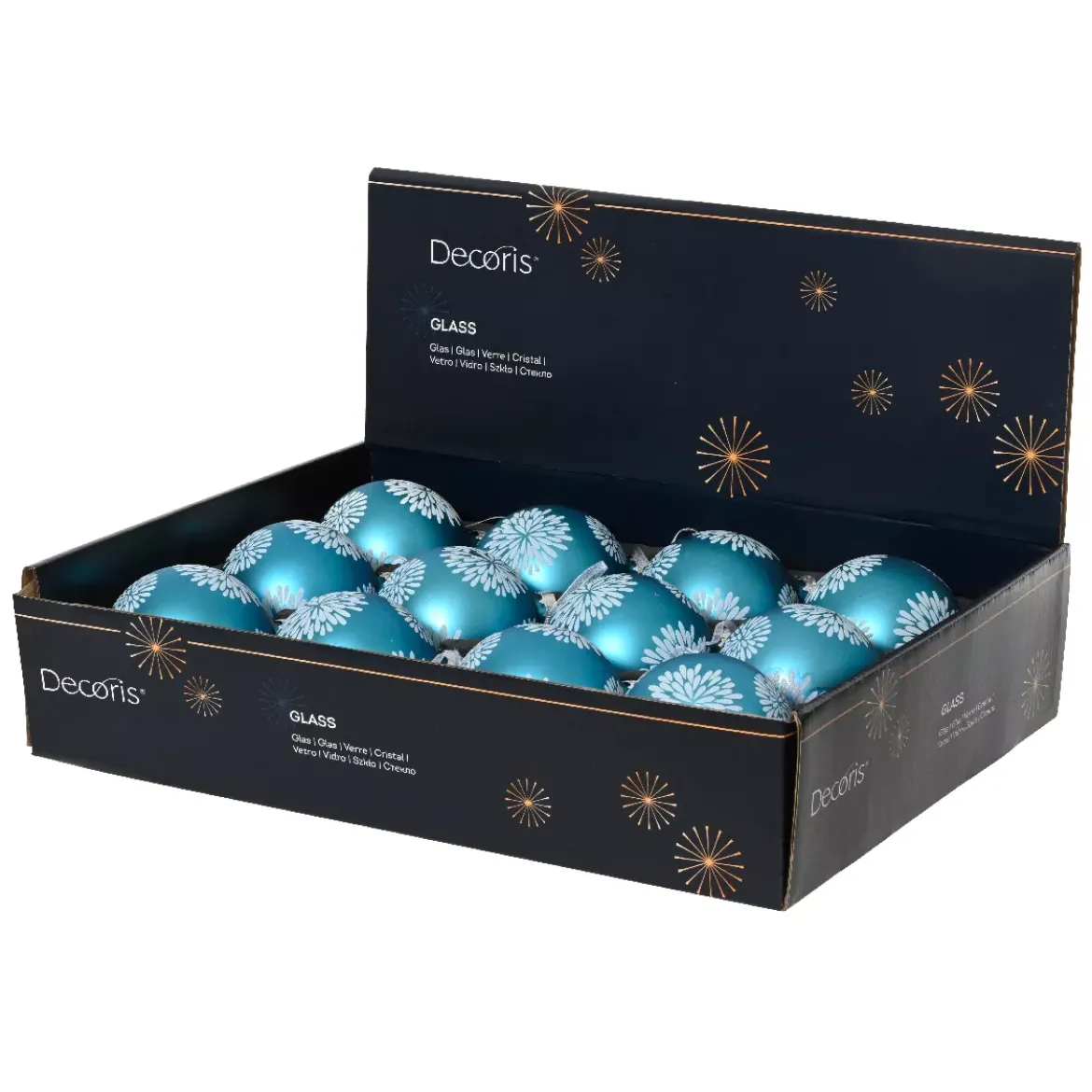 Set di 12 Palline di Natale in vetro (D100 mm) Scintillio celeste Blu brillante