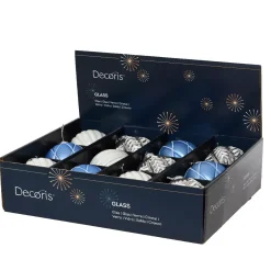 Set di 12 palline di Natale in vetro (D100 mm) Sogno Cielo blu, bianco e grigio