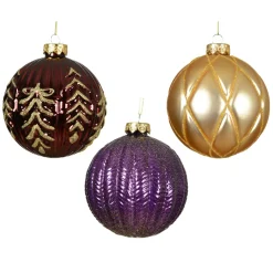 Set di 12 palline di Natale in vetro (D100 mm) Sogno Fico bordeaux e oro