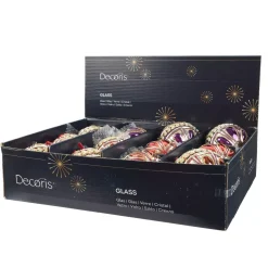 Set di 12 palline di Natale in vetro (D100mm) Diamante Rocaille Rosso e viola