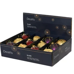Set di 12 palline di Natale in vetro (D80 mm) Shine Glam Oro e Fico