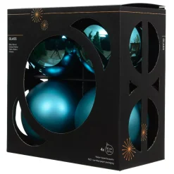 Set di 4 Palline di Natale in vetro (D100 mm) Boreale Blu brillante
