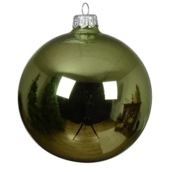 Set di 4 palline di Natale in vetro (D100 mm) Artico brillante Tè verde