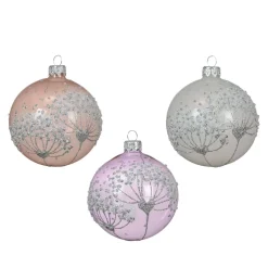 Set di 6 palline di Natale in vetro (D80 mm) Berce du Caucase Perla e Lilla