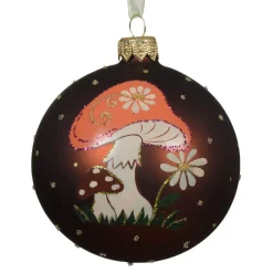 Set di 6 palline di Natale in vetro (D80 mm) Fungo del bosco Marrone