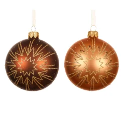 Set di 6 palline di Natale in vetro (D80 mm) Christmas Jazzy Marrone e cognac