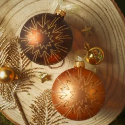 Set di 6 palline di Natale in vetro (D80 mm) Christmas Jazzy Marrone e cognac