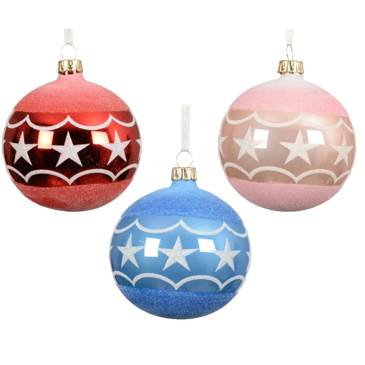 Set di 6 palline di Natale in vetro (D80 mm) Circo di stelle Multicolore
