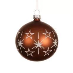 Set di 6 palline di Natale in vetro (D80 mm) Stelle in festa Marrone caffè
