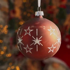 Set di 6 palline di Natale in vetro (D80 mm) Stelle in festa Marrone caffè