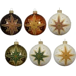 Set di 6 palline di Natale in vetro (D80 mm) Stelle Cadenti Multicolore