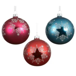 Set di 6 palline di Natale in vetro (D80 mm) Festa stellata Multicolore