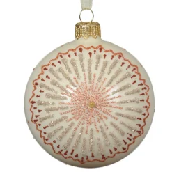 Set di 6 palline di Natale in vetro (D80 mm) Medaglione stellato Bianco lana