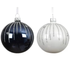 Set di 6 palline di Natale in vetro (D80 mm) Mistery Blu notte e bianco