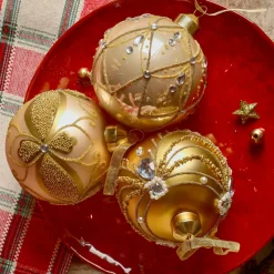 Set di 12 palline di Natale in vetro (D80 mm) Altesse Oro e perla
