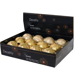 Set di 12 palline di Natale in vetro (D80 mm) Altesse Oro e perla