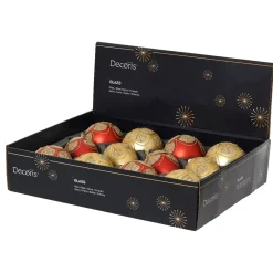 Set di 12 palline di Natale in vetro (D80 mm) Barocco Rosso e oro