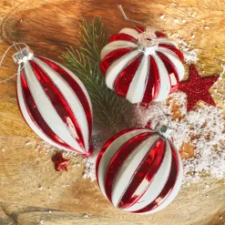 Set di 12 palline di Natale in vetro (D80 mm) Christmas glam Rosso e Bianco