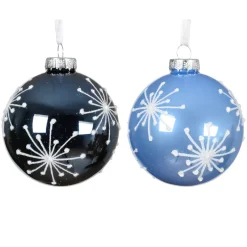 Set di 12 palline di Natale in vetro (D80 mm) Scintille di Natale Blu cielo e blu notte