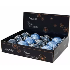 Set di 12 palline di Natale in vetro (D80 mm) Scintille di Natale Blu cielo e blu notte