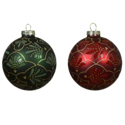 Set di 12 palline di Natale in vetro (D80 mm) Gatsby Verde e rosso