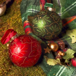 Set di 12 palline di Natale in vetro (D80 mm) Gatsby Verde e rosso