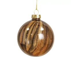 Set di 12 palline di Natale in vetro (D80 mm) New York Marrone scintillante