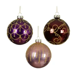 Set di 12 palline di Natale in vetro (D80 mm) Palazzo Italiano Fico e oro