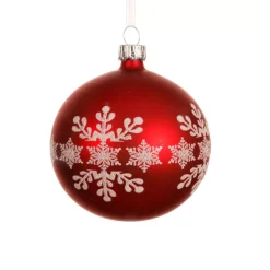 Set di 6 palline di Natale in vetro (D80 mm) Fiocco di neve Rosso