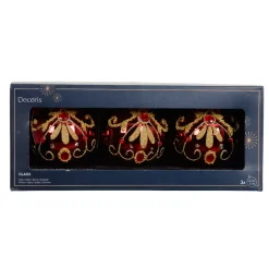 Set di 3 palline di Natale in vetro (D80 mm) Palazzo Bordeaux