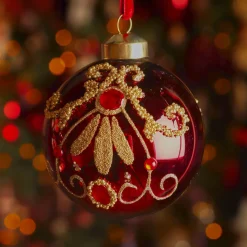 Set di 3 palline di Natale in vetro (D80 mm) Palazzo Bordeaux