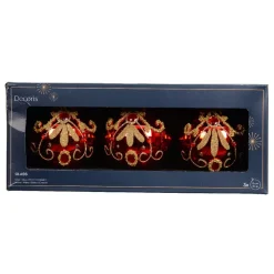 Set di 3 palline di Natale in vetro (D80 mm) Palazzo Rosso