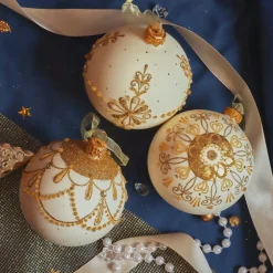 Set di 6 palline di Natale in vetro (D80 mm) Versailles Bianco lana