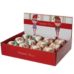 Set di 12 palline di Natale in vetro (D80 mm) Elfi e renne Multicolore