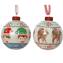 Set di 12 palline di Natale in vetro (D80 mm) Elfi e renne Multicolore