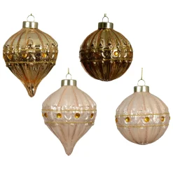 Set di 12 palline di Natale in vetro (D80 mm) Perla di Venezia Oro e perla