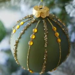 Set di 12 palline di Natale in vetro (D80 mm) Shine Glam Cognac e Verde