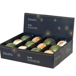 Set di 12 palline di Natale in vetro (D80 mm) Shine Glam Cognac e Verde