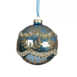 Set di 2 palline di Natale in vetro (D100 mm) Perla glaciale Blu