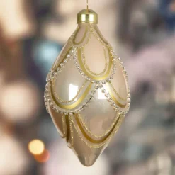 Set di 2 palline di Natale in vetro (D60 mm) Eleganza Gatsby Beige