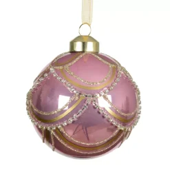 Set di 2 palline di Natale in vetro (D80 mm) Principessa Rosa