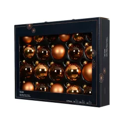 Set di 21 palline di Natale in vetro (D60 a 75 mm) Assortite Cristallo Cognac
