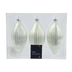 Set di 3 palline di Natale in vetro (D60 mm) Goccia preziosa Bianco