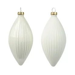 Set di 3 palline di Natale in vetro (D60 mm) Goccia preziosa Bianco lana