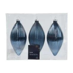 Set di 3 palline di Natale in vetro (D60 mm) Goccia preziosa Blu notte